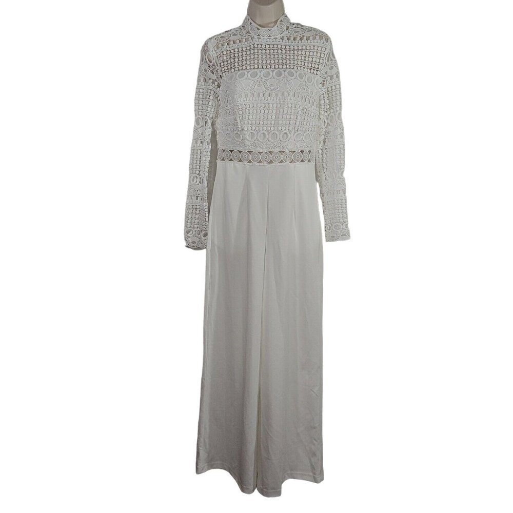 Love x Design Cut-Out Jumpsuit Women Size M White Long Sleeve FOR REPAIR - Picture 2 of 9